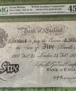 Bank of England Great Britain 5 Pounds 1937 Operation bernhard PMG 45