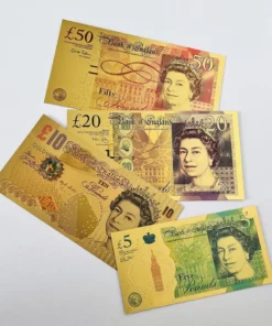 British Custom Made Gold Foiled Bank Notes / & For Coin Collector